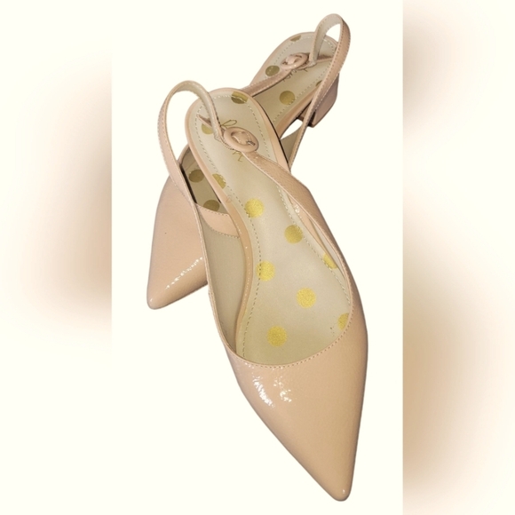 Boden Women's Beige Patent Leather Annie Pointed Toe Slingback Buckle Sz 38 - Picture 2 of 9